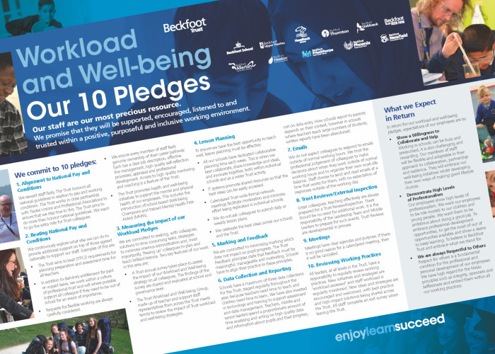 Beckfoot Workload and Well Being pledges poster